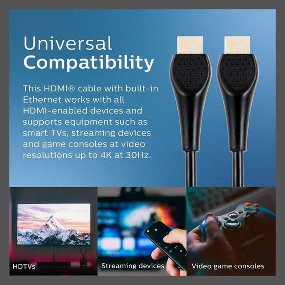 Philips -  15' Basic HDMI High Speed Cable with Ether Black - Picture 3 of 4